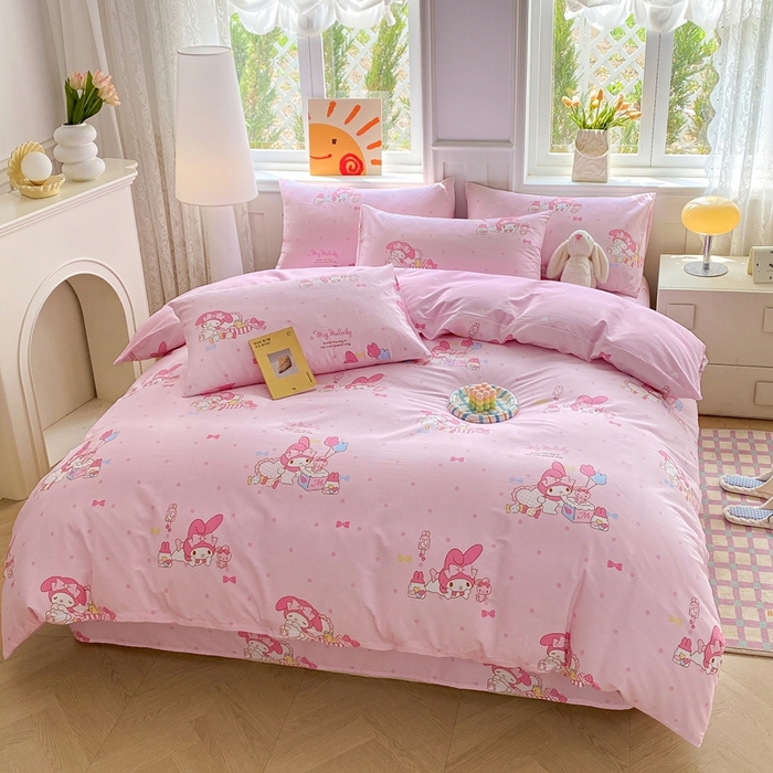 91家纺网 家纺一手货源 找家纺 爱丽丝 2025新款正版授权三丽鸥全棉四件套 童趣美乐蒂