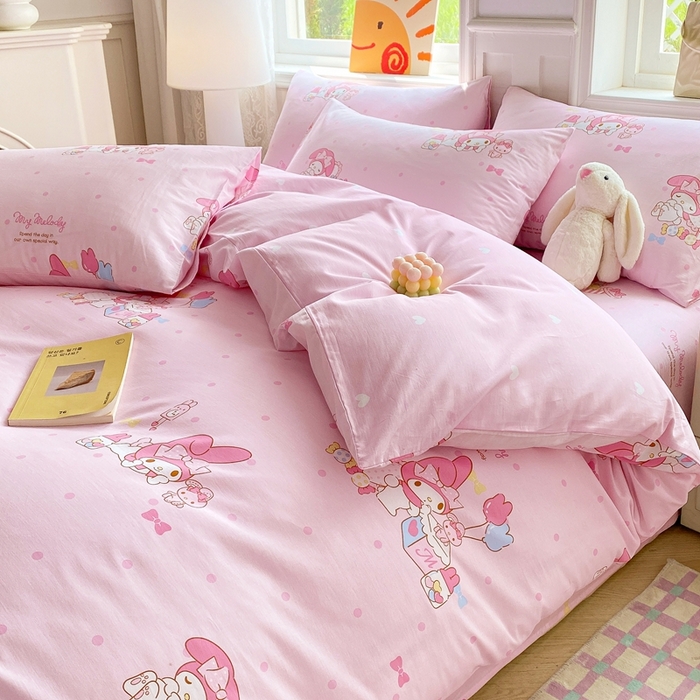 91家纺网 家纺一手货源 找家纺 爱丽丝 2025新款正版授权三丽鸥全棉40支13372单被套 童趣美乐蒂