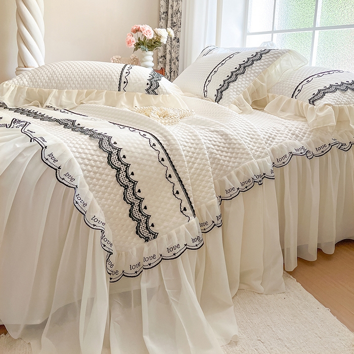 91家纺网 家纺一手货源 找家纺 网红馆（ck家纺） 2025新款凉豆豆床裙款凉席三件套-露茜公主 露茜公主-白