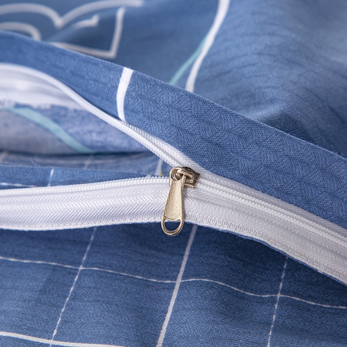 91家纺网 家纺一手货源 找家纺 乐旗 2025新款全棉12868学生宿舍三件套纯棉六件套装 蓝巴伦