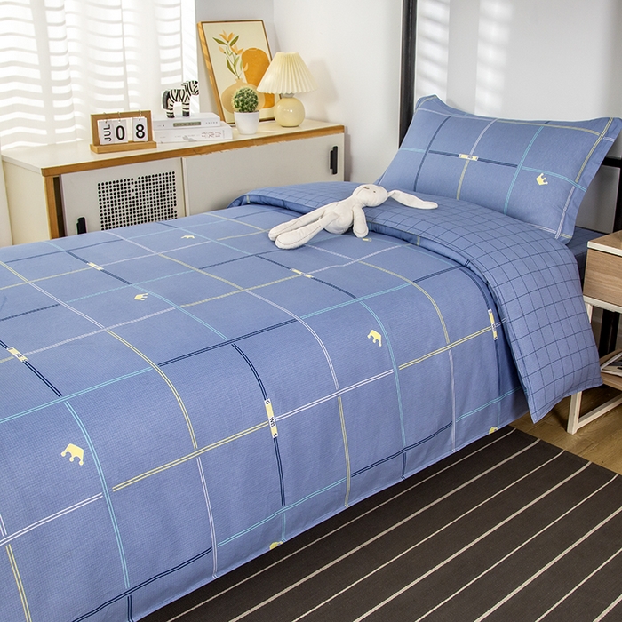 91家纺网 家纺一手货源 找家纺 乐旗 2025新款全棉12868学生宿舍三件套纯棉六件套装 时尚潮流