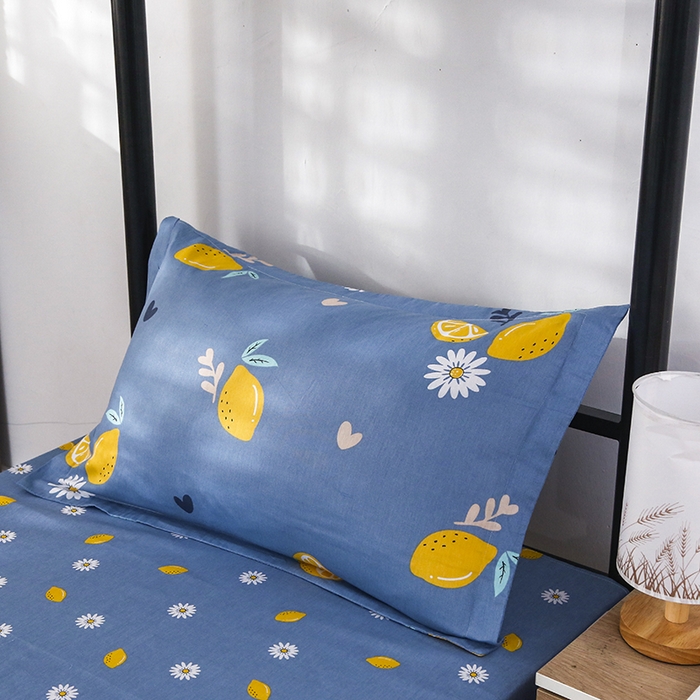 91家纺网 家纺一手货源 找家纺 乐旗 2025新款全棉12868学生宿舍三件套纯棉六件套装 夏日柠檬