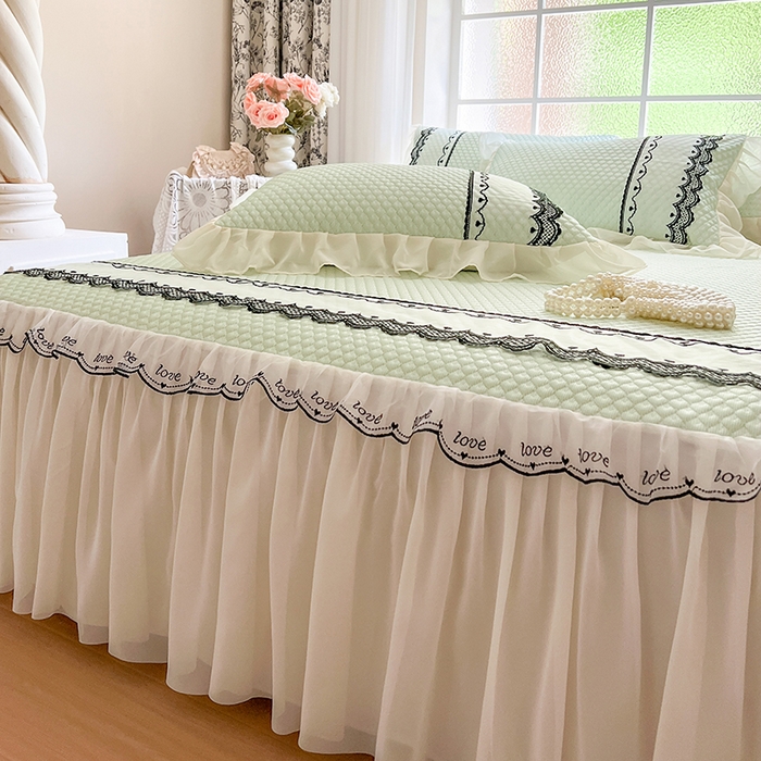 91家纺网 家纺一手货源 找家纺 网红馆（ck家纺） 2025新款凉豆豆床裙款凉席三件套-露茜公主 露茜公主-绿