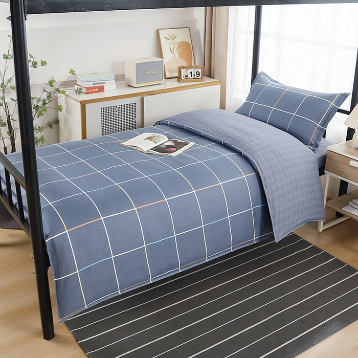 91家纺网 家纺一手货源 找家纺 乐旗 2025新款全棉12868学生宿舍三件套纯棉六件套装 时尚格