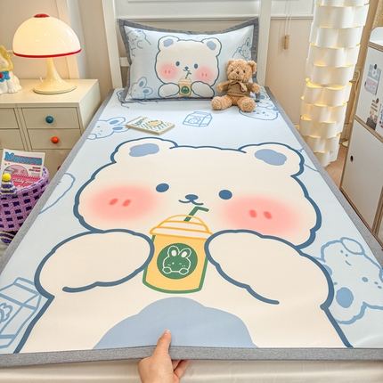 91家纺网 家纺一手货源 找家纺 （总）柒月家居 2025新款大版数码印花冰丝席（学生床）