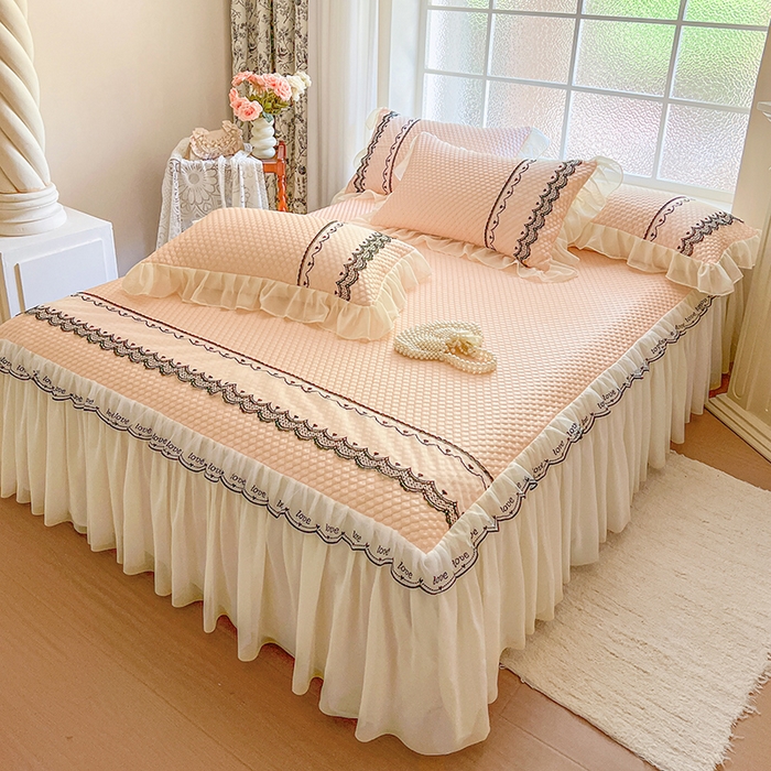 91家纺网 家纺一手货源 找家纺 网红馆（ck家纺） 2025新款凉豆豆床裙款凉席三件套-露茜公主 露茜公主-玉