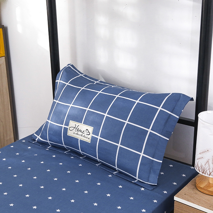 91家纺网 家纺一手货源 找家纺 乐旗 2025新款全棉12868学生宿舍三件套纯棉六件套装 绅士风范-蓝