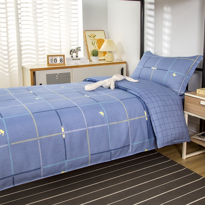 91家纺网 家纺一手货源 找家纺 乐旗 2025新款全棉12868学生宿舍三件套纯棉六件套装 时尚潮流