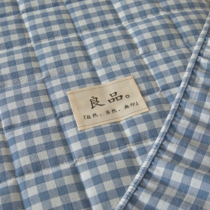 91家纺网 家纺一手货源 找家纺 伊人坊 2025新款A类全棉色织水洗棉大豆夹棉床笠 艾格 浅蓝