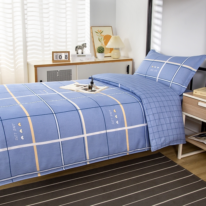 91家纺网 家纺一手货源 找家纺 乐旗 2025新款全棉12868学生宿舍三件套纯棉六件套装 幸福永恒