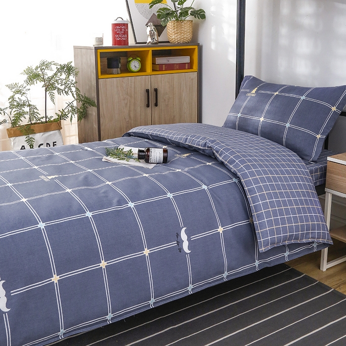 91家纺网 家纺一手货源 找家纺 乐旗 2025新款全棉12868学生宿舍三件套纯棉六件套装 时尚先生