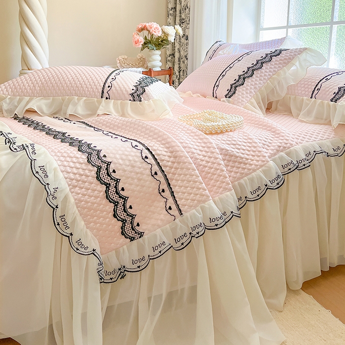 91家纺网 家纺一手货源 找家纺 网红馆（ck家纺） 2025新款凉豆豆床裙款凉席三件套-露茜公主 露茜公主-粉