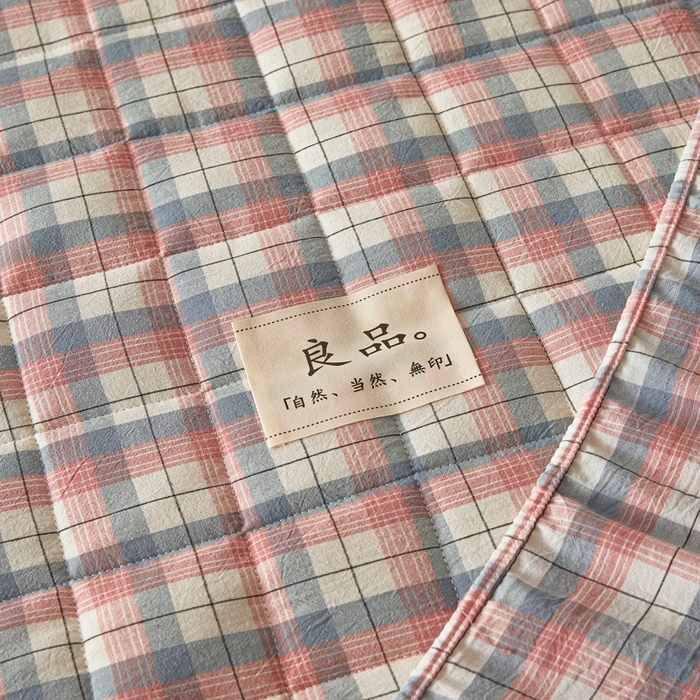 91家纺网 家纺一手货源 找家纺 伊人坊 2025新款A类全棉色织水洗棉大豆夹棉床笠 森屿 粉蓝