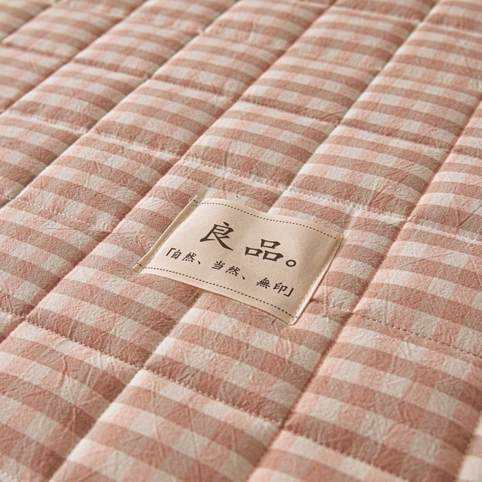 91家纺网 家纺一手货源 找家纺 伊人坊 2025新款A类全棉色织水洗棉大豆夹棉床笠 艾格 浅粉