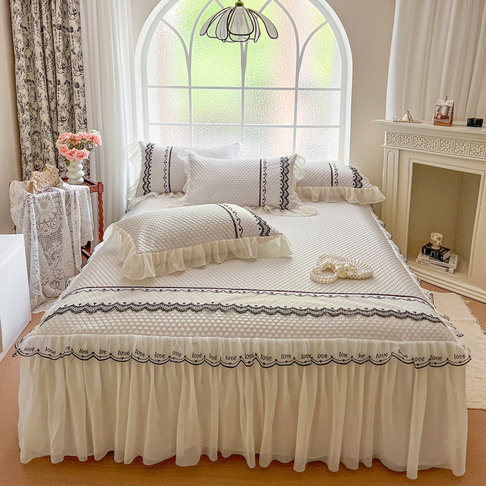 91家纺网 家纺一手货源 找家纺 网红馆（ck家纺） 2025新款凉豆豆床裙款凉席三件套-露茜公主 露茜公主-灰