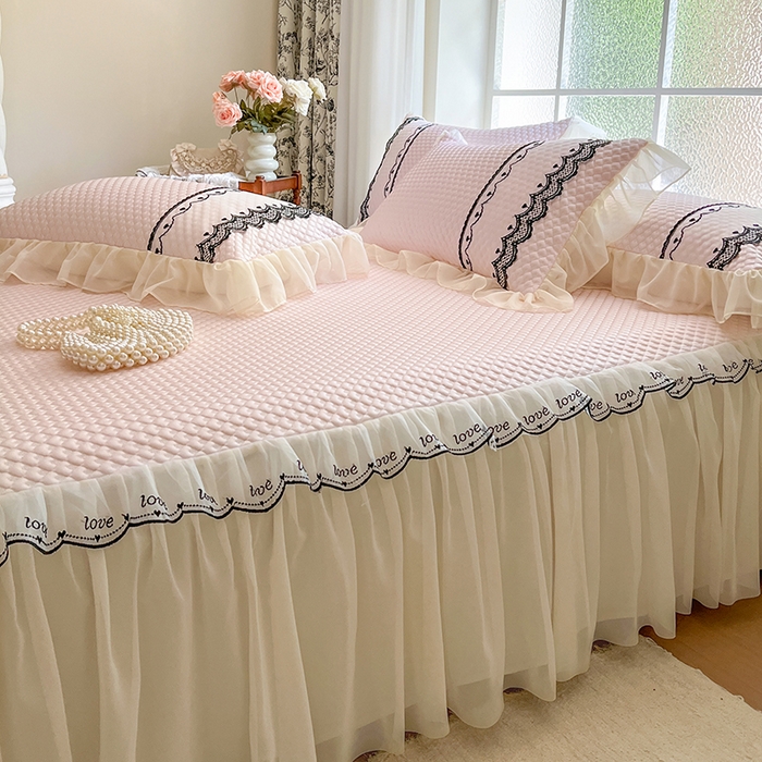 91家纺网 家纺一手货源 找家纺 网红馆（ck家纺） 2025新款凉豆豆床裙款凉席三件套-露茜公主 露茜公主-粉