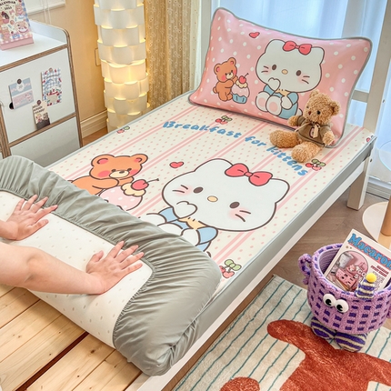 柒月家居 2025新款大版冰丝床笠（学生床） 床笠-猫咪伙伴