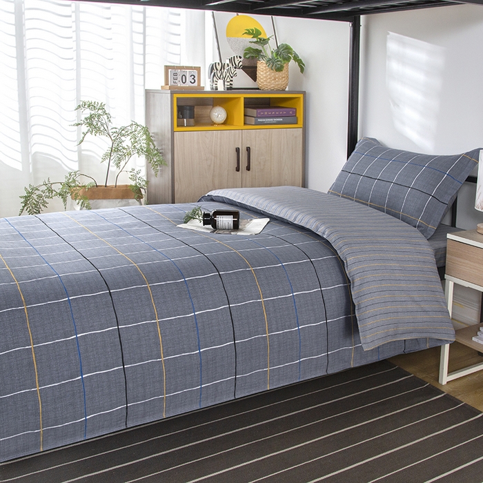 91家纺网 家纺一手货源 找家纺 乐旗 2025新款全棉12868学生宿舍三件套纯棉六件套装 润天格