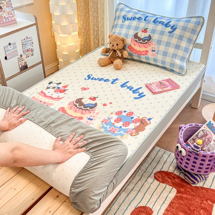 柒月家居 2025新款大版冰丝床笠（学生床） 床笠-蛋糕派对