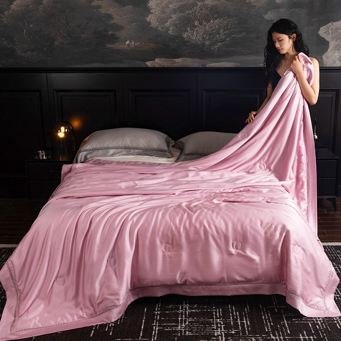 91家纺网 家纺一手货源 找家纺 被靠被 2025新款可水洗蚕丝夏被-莱德 莱德-桃粉