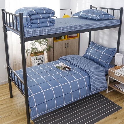 乐旗 2025新款全棉12868学生宿舍三件套纯棉六件套装 夜华-蓝