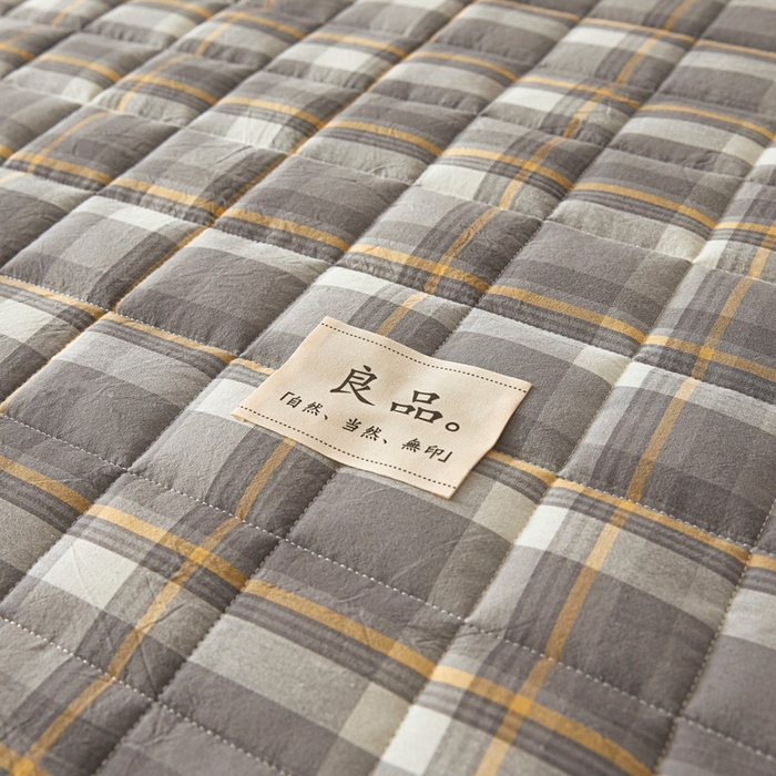 91家纺网 家纺一手货源 找家纺 伊人坊 2025新款A类全棉色织水洗棉大豆夹棉床笠 森屿 雾灰