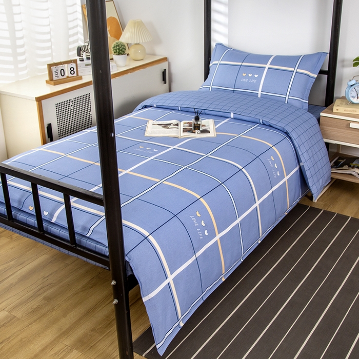 91家纺网 家纺一手货源 找家纺 乐旗 2025新款全棉12868学生宿舍三件套纯棉六件套装 幸福永恒