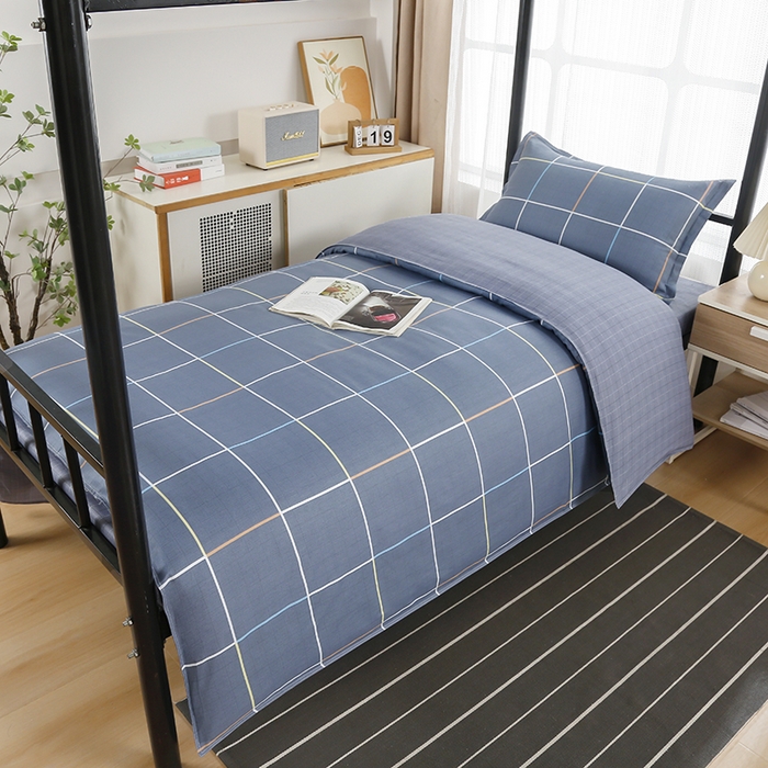 91家纺网 家纺一手货源 找家纺 乐旗 2025新款全棉12868学生宿舍三件套纯棉六件套装 时尚格