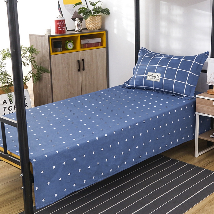 91家纺网 家纺一手货源 找家纺 乐旗 2025新款全棉12868学生宿舍三件套纯棉六件套装 绅士风范-蓝