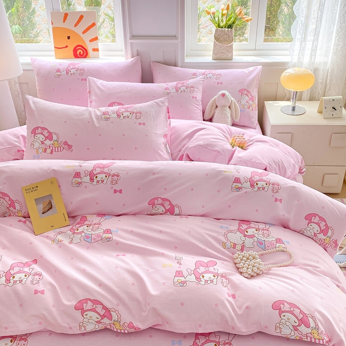 91家纺网 家纺一手货源 找家纺 爱丽丝 2025新款正版授权三丽鸥全棉40支13372单被套 童趣美乐蒂