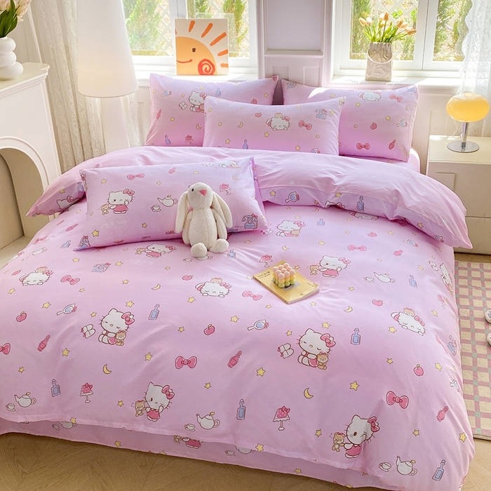 91家纺网 家纺一手货源 找家纺 爱丽丝 2025新款正版授权三丽鸥全棉40支13372单被套 美美凯蒂