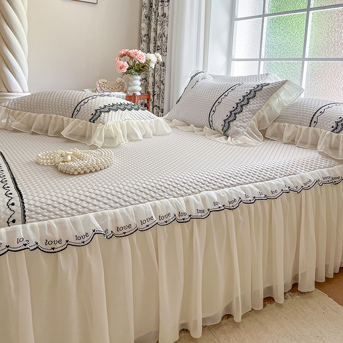 91家纺网 家纺一手货源 找家纺 网红馆（ck家纺） 2025新款凉豆豆床裙款凉席三件套-露茜公主 露茜公主-灰