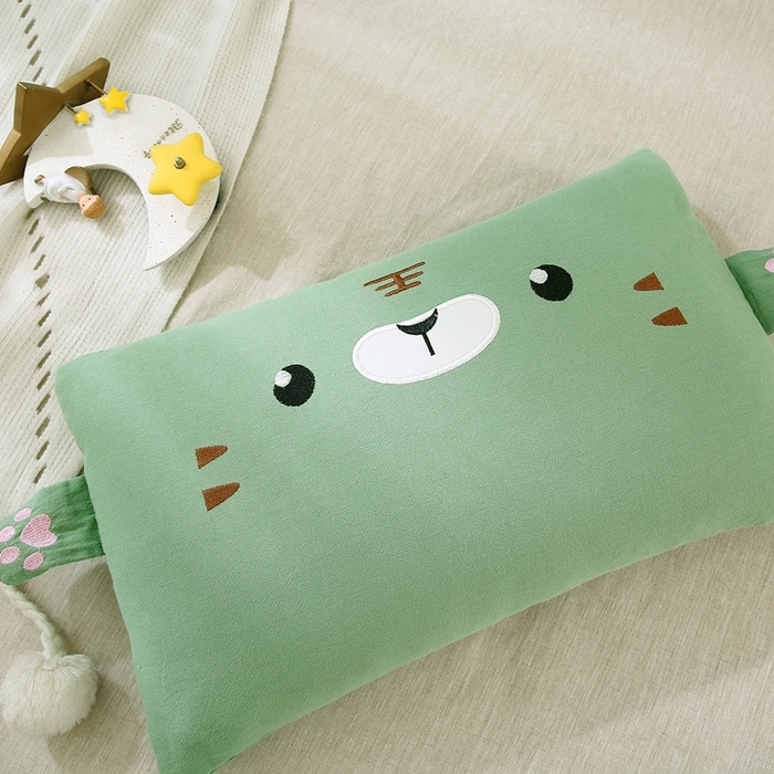 91家纺网 家纺一手货源 找家纺 梦叶草 2025新款卡通小虎荞麦枕头荞麦枕芯护颈枕头 卡通小虎荞麦枕-绿色30*50cm