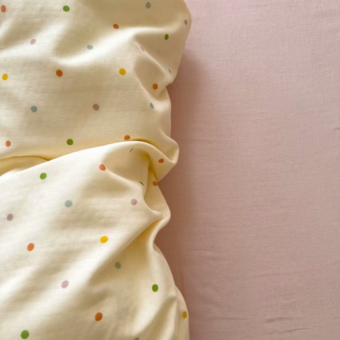 91家纺网 家纺一手货源 找家纺 栩裕纺织 2025新款全棉双层纱四件套 彩色波点