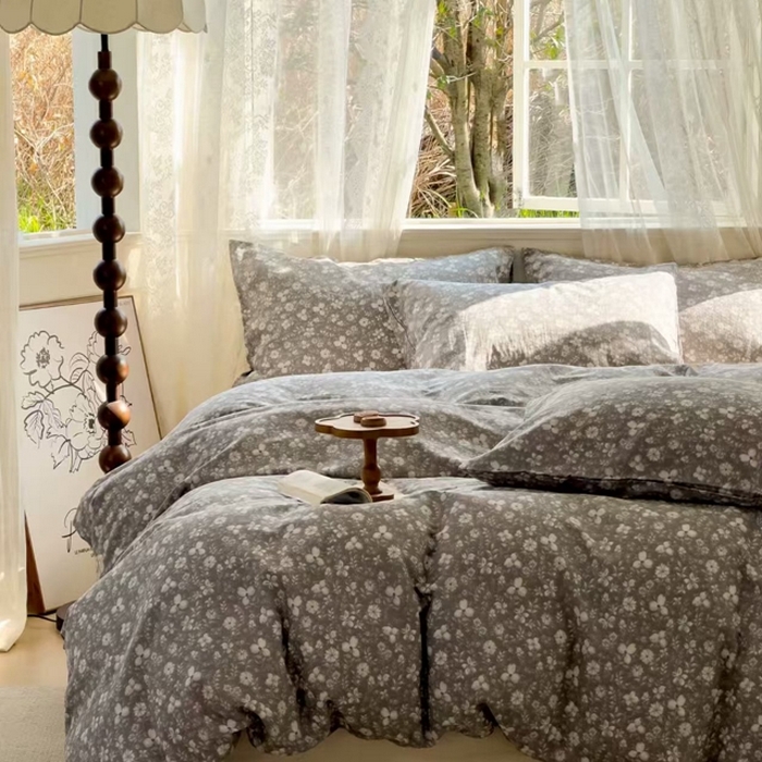 91家纺网 家纺一手货源 找家纺 栩裕纺织 2026新款全棉双层纱四件套 复古美人