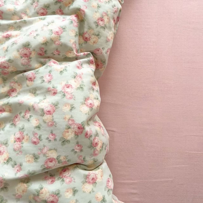 91家纺网 家纺一手货源 找家纺 栩裕纺织 2025新款全棉双层纱四件套 赫本的花