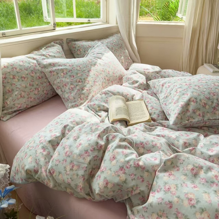 91家纺网 家纺一手货源 找家纺 栩裕纺织 2025新款全棉双层纱四件套 赫本的花