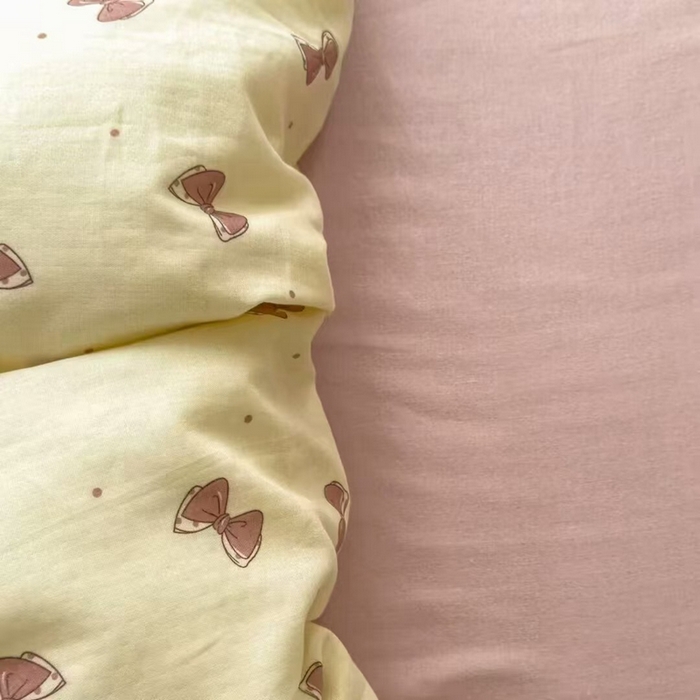 91家纺网 家纺一手货源 找家纺 栩裕纺织 2025新款全棉双层纱四件套 蝴蝶结