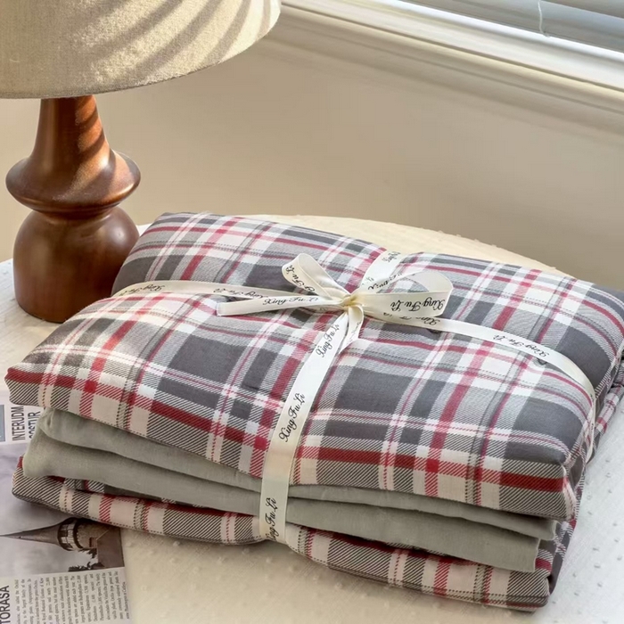 栩裕纺织 2025新款全棉双层纱四件套 美式格