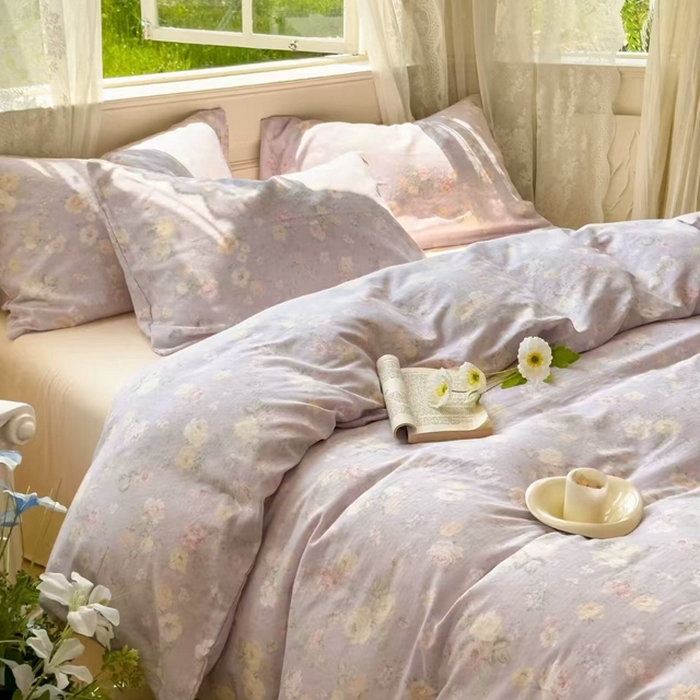 91家纺网 家纺一手货源 找家纺 栩裕纺织 2025新款全棉双层纱四件套 秘密花园