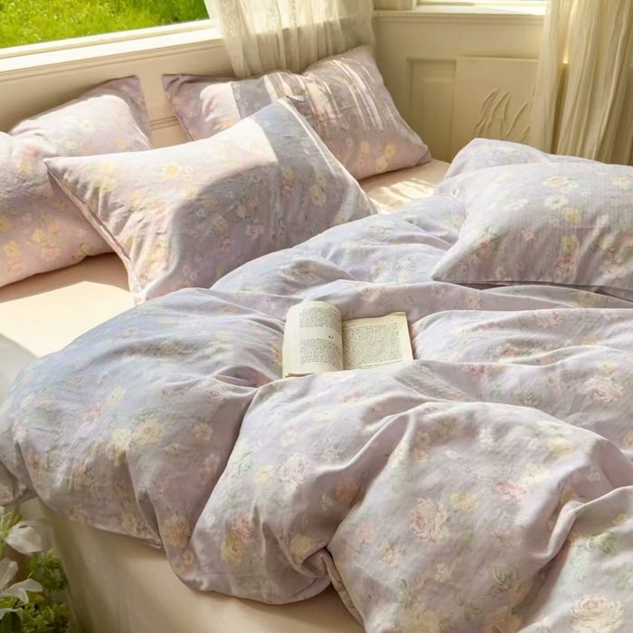 91家纺网 家纺一手货源 找家纺 栩裕纺织 2025新款全棉双层纱四件套 秘密花园