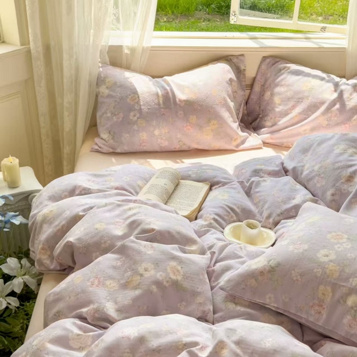 91家纺网 家纺一手货源 找家纺 栩裕纺织 2025新款全棉双层纱四件套 秘密花园