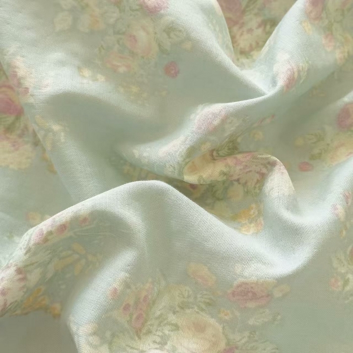 91家纺网 家纺一手货源 找家纺 栩裕纺织 2025新款全棉双层纱四件套 慕斯绿