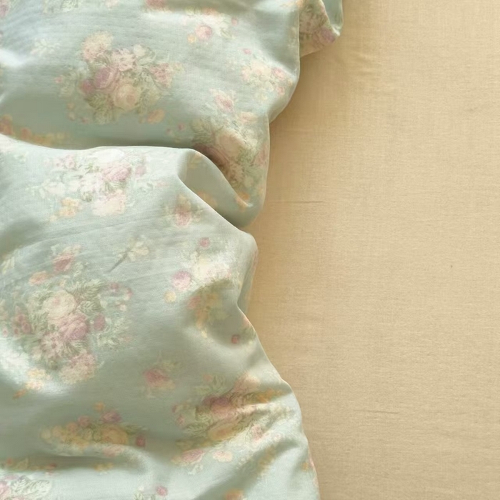 91家纺网 家纺一手货源 找家纺 栩裕纺织 2025新款全棉双层纱四件套 慕斯绿