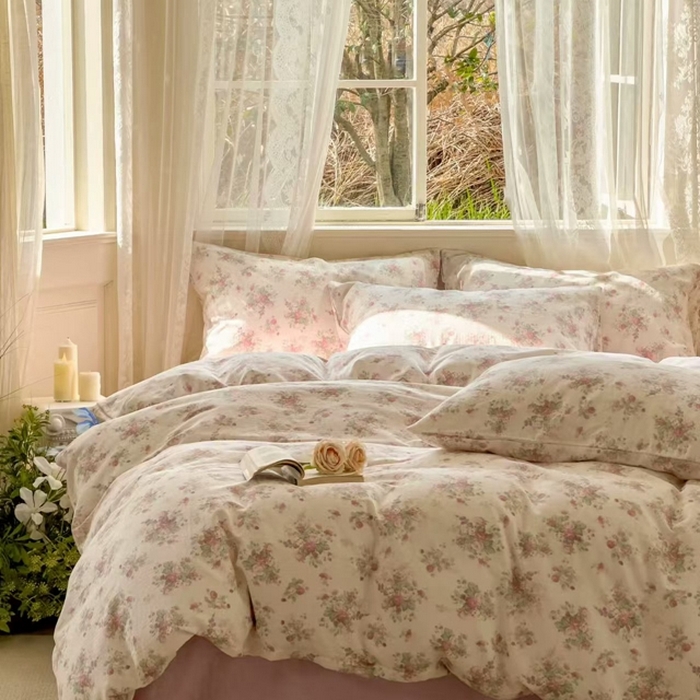 91家纺网 家纺一手货源 找家纺 栩裕纺织 2025新款全棉双层纱四件套 慕斯米