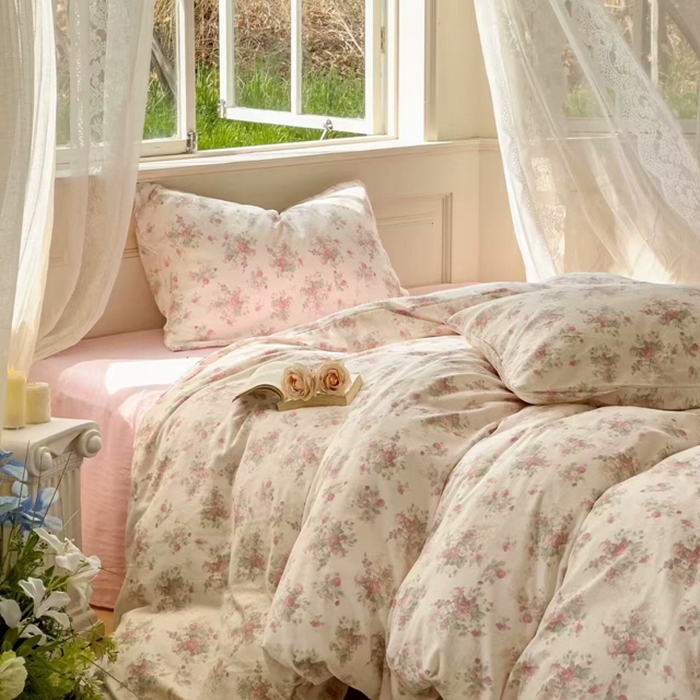 91家纺网 家纺一手货源 找家纺 栩裕纺织 2025新款全棉双层纱四件套 慕斯米