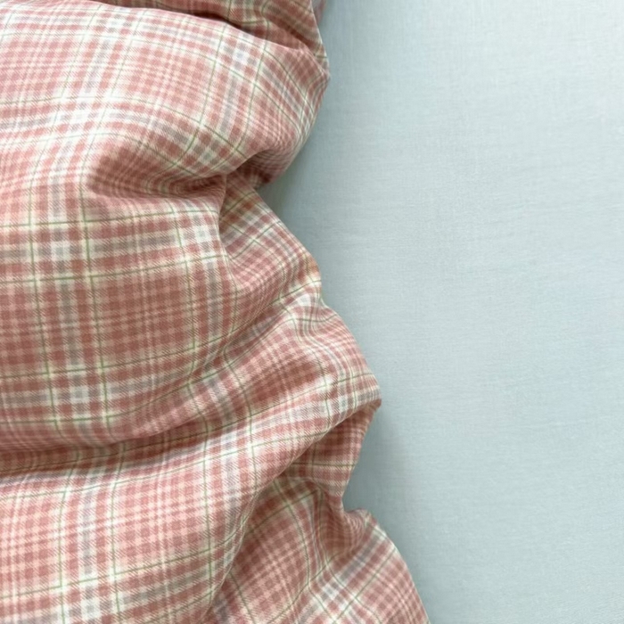 91家纺网 家纺一手货源 找家纺 栩裕纺织 2025新款全棉双层纱四件套 奶油粉格