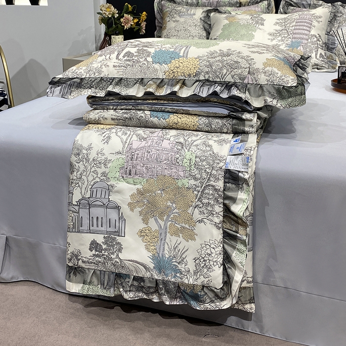 91家纺网 家纺一手货源 找家纺 宇彬家纺 2025直播新品水洗真丝冰丝双层花边天丝夏被夏天空调被夏凉被可水洗单夏被枕套三件套床单夏被四件套 浪漫庄园