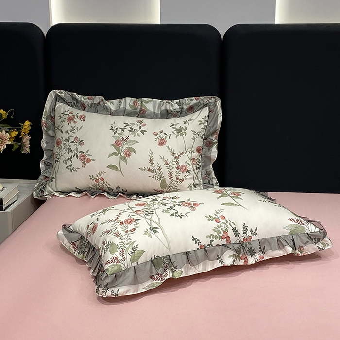 91家纺网 家纺一手货源 找家纺 宇彬家纺 2025直播新品水洗真丝冰丝双层花边天丝夏被夏天空调被夏凉被可水洗单夏被枕套三件套床单夏被四件套 果实（粉)