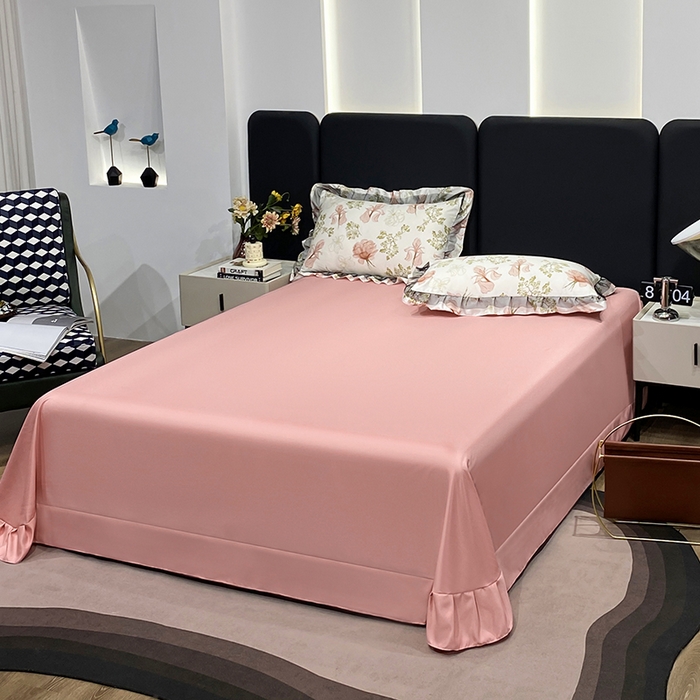 91家纺网 家纺一手货源 找家纺 宇彬家纺 2025直播新品水洗真丝冰丝双层花边天丝夏被夏天空调被夏凉被可水洗单夏被枕套三件套床单夏被四件套 乐芙 粉